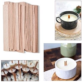 Resim Ahşap Mum Fitili Metal Altlıksız 13cm 50 Adet 