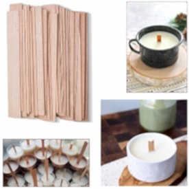 Resim Ahşap Mum Fitili Metal Altlıksız 13cm 5 Adet