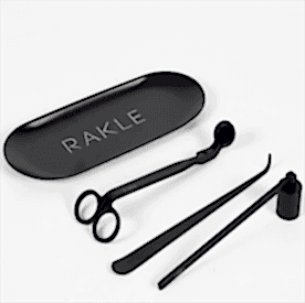 Resim Mum Bakım Seti Makas Mum Söndürücü 4 Parça Siyah